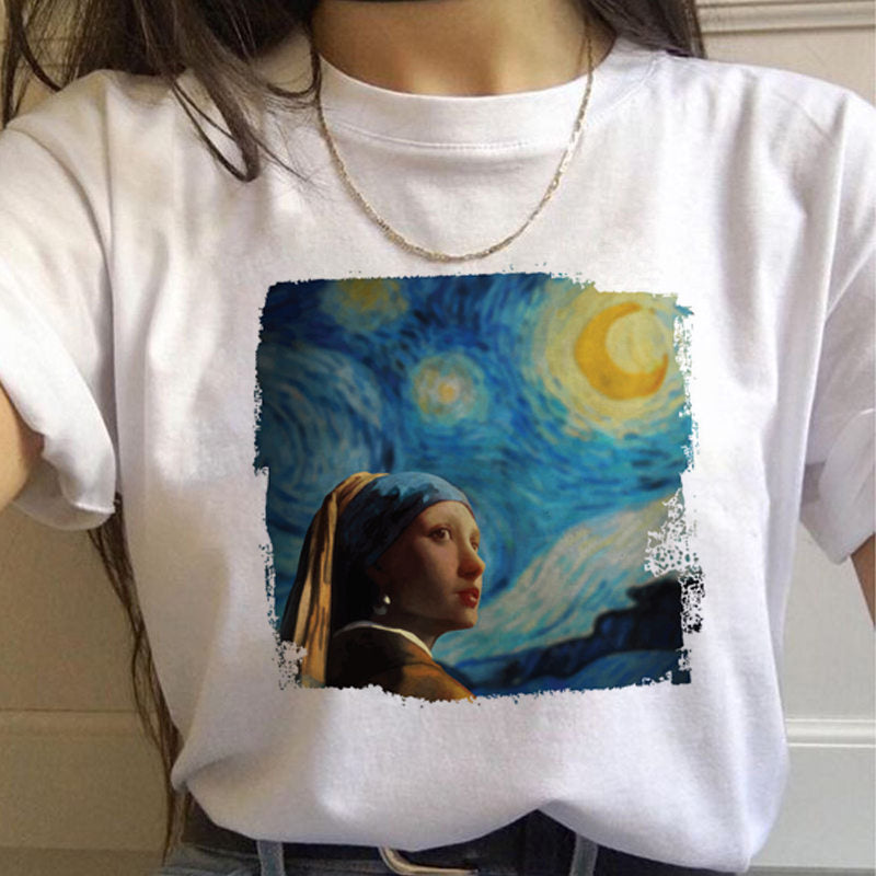 Van Gogh Aesthetic Oil Painting Women's Short Sleeve T-Shirt