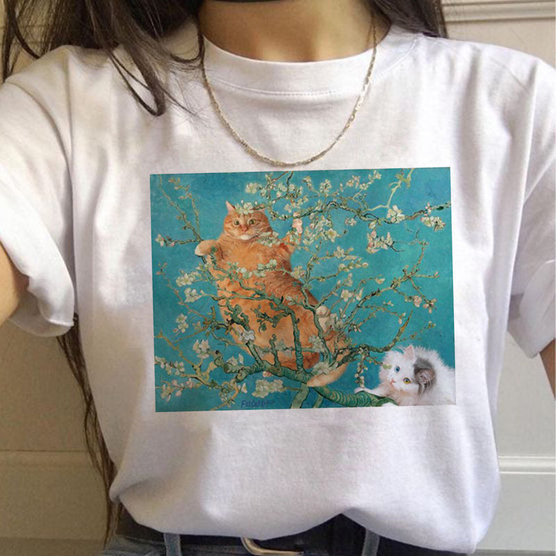Van Gogh Aesthetic Oil Painting Women's Short Sleeve T-Shirt