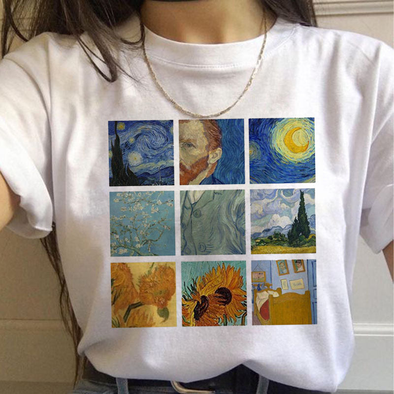 Van Gogh Aesthetic Oil Painting Women's Short Sleeve T-Shirt